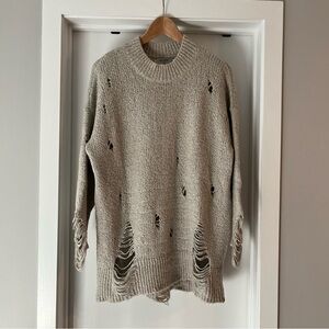 One Teaspoon x Free People Gray Distressed Knit Sweater